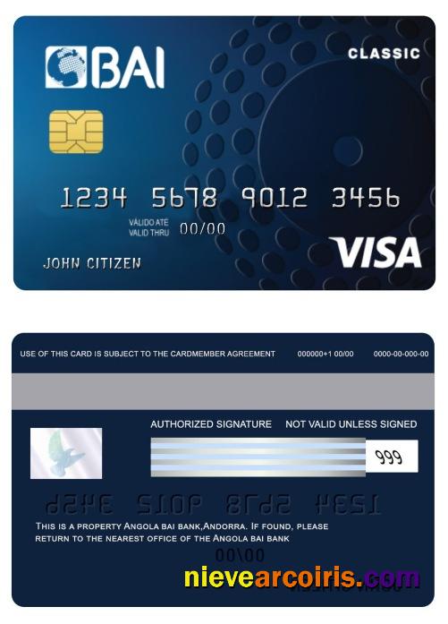 Angola Bai bank classic credit visa card
